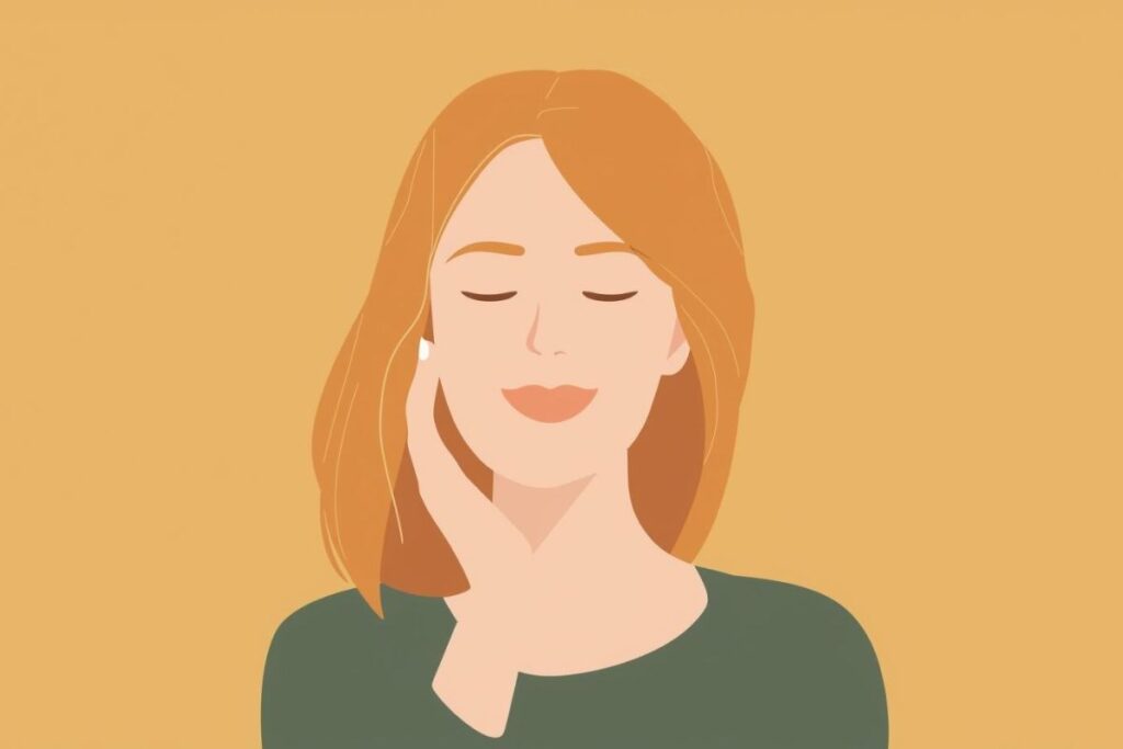Illustration of a woman with a calm, relaxed expression representing natural TMJ relief — why TMJ exercises don't work and what helps instead
